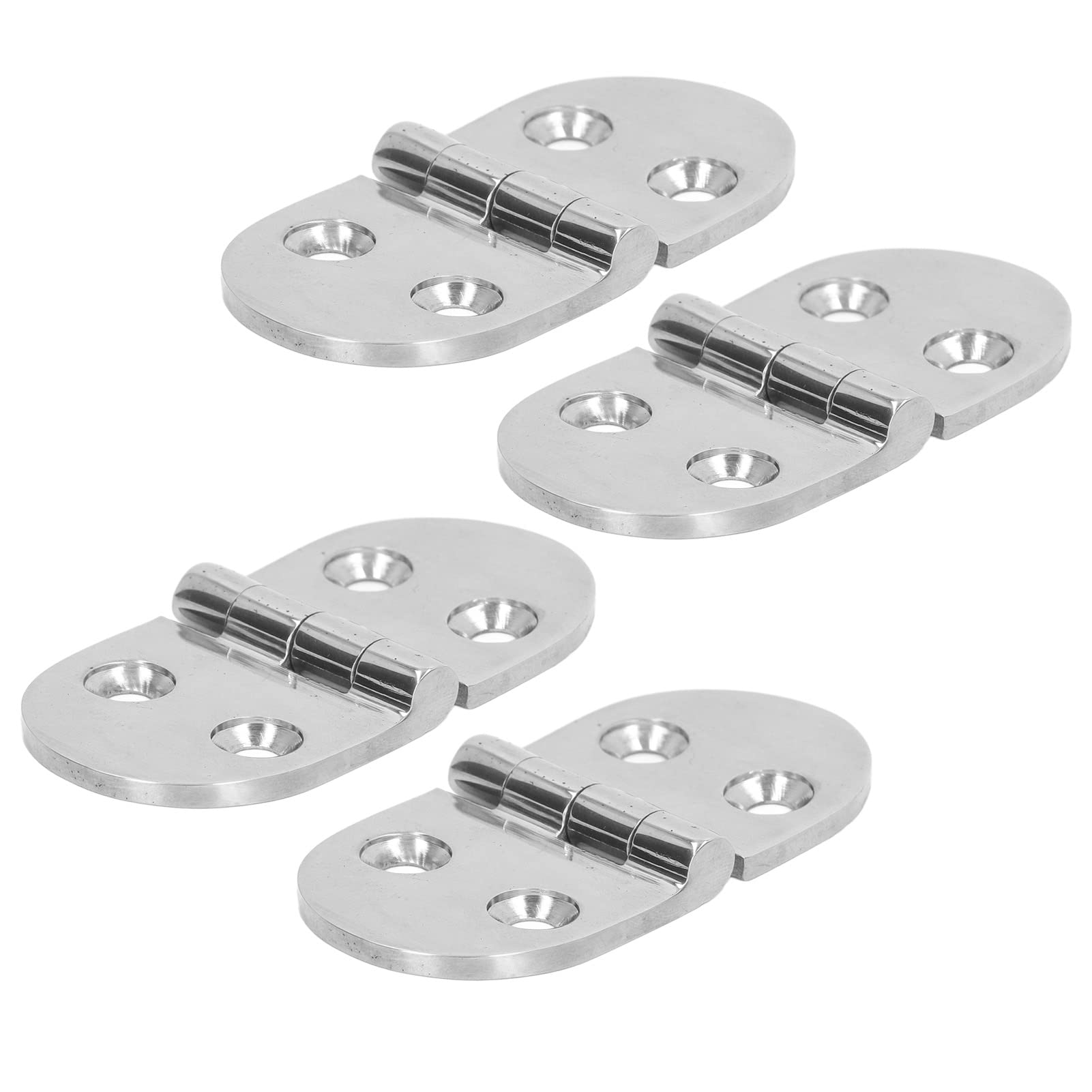 4PCS 4 Hole Hinges Boat Hinge Door Hinges 316 Stainless Steel Oval Shape Hinge Thickened No Noise for Yachts Motorhomes