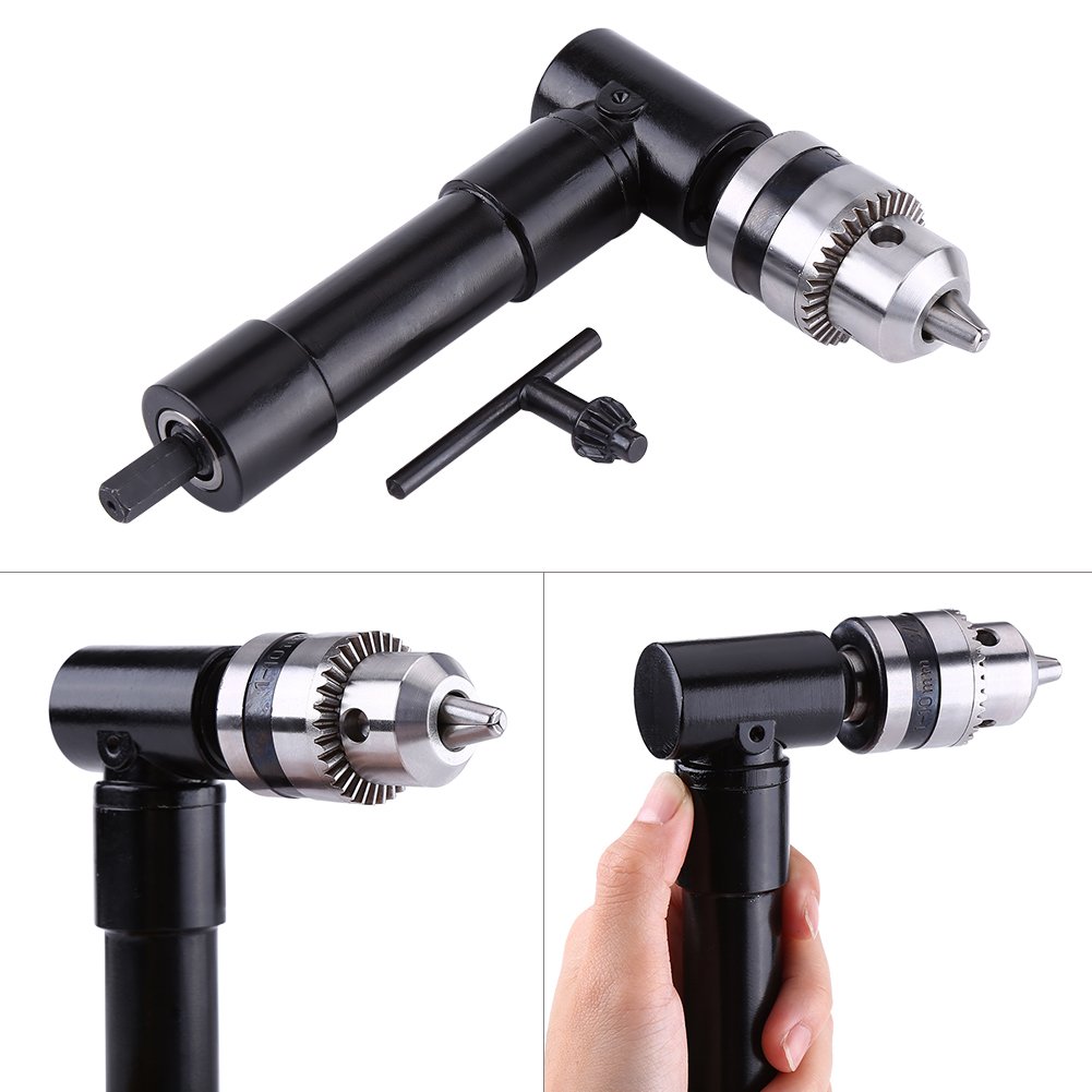 Angle Drill Adapter,90° Right Angle Driver drill attachment,Professional Heavy Duty Metal Hex Shank Extension Drilling Tool,with Chuck Key,for drills and screwdrivers - Image 4