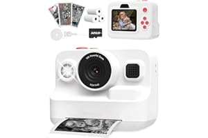 Anchioo Kids Camera Instant Print, 1080P Kids Digital Camera with Printer Paper, Christmas Birthday Gift for Girls Boys Age 3-12, Kids Print Camera Toy for 4 5 6 7 8 Year Old Boy, 32G SD Card White