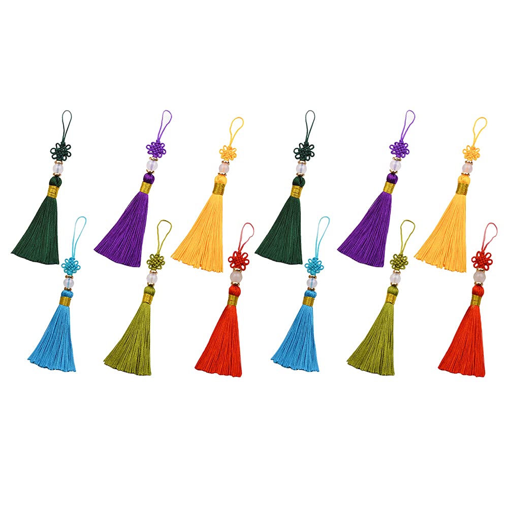 12 Pcs Cotton Hand-Woven Beaded Tassel Mini Tassels Handmade Tassels for Jewelry Making, Souvenir, Bookmarks, DIY Craft Accessory