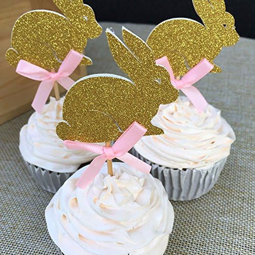 Rabbit Cupcake Toppers/Birthday Party Decoration Favors Cake Decorations Picks 24pcs/lot