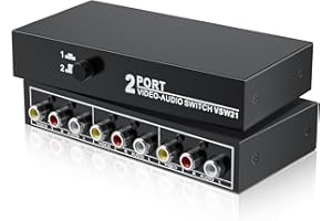 RCA Switch 2 in 1 Out Composite Video L/R Audio Switcher Selector Box 2X1, BolAAzuL 2-Way RCA Switcher - 2 Port AV Switch Box - Plug & Play for N64 PS2/3 Wii Xbox Game Consoles DVD STB TV