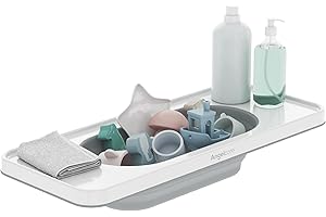 Angelcare Bath Shelf | Collapsible Bathtub Caddy | Bathroom Accessories Organizer | Space-Saving | White