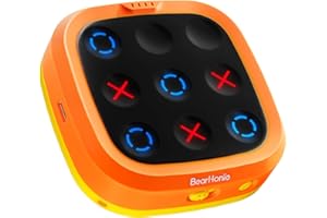 BearHonie 4-in-1 Handheld Tic Tac Toe Game Portable Electronic Board Games for Kids & Adults, Travel Fun & Memory Growth Gift, Orange