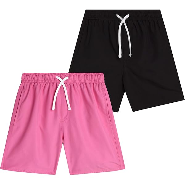 Beach Bros. Boys Swim Trunks With Compression Liner Quick Dry 4-Way Stretch Bathing Suit (Sizes: 8-14), Green Palm Trees, 8