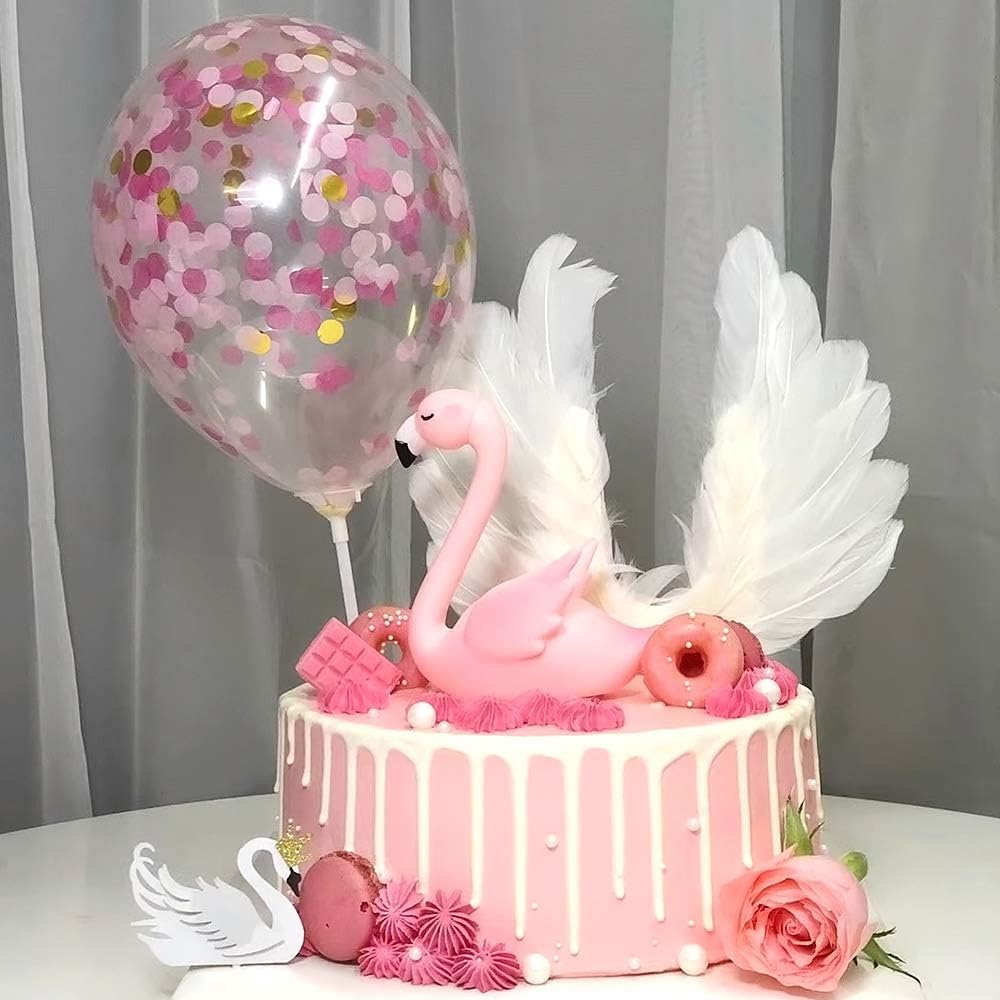 Accessoires De Decoration Plume 2 Forme De Coeurs Aprildecember Lot De 9 Decorations De Gateau Flamant Rose Couronne Lumiere Led Ballon Base De Figurines Flamant Rose Happy Birthday Cuisine