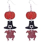 Fall Earrings for Women Glitter Thankgiving Autumn Pumpkin Turkey Wooden Dangle Earrings Cute Maple Leaf Sunflower Double Sided Print Earring Thanksgiving Autumn Fall Jewelry Gifts Outfits Accessories