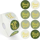 JarThenaAMCS 1000Pcs Thank You Sticker Roll Sage Green Sealing Decals 4 Colors Gradient Green Self-Adhesive Round Label Stickers for Envelope Scrapbook Birthday Wedding Party Business
