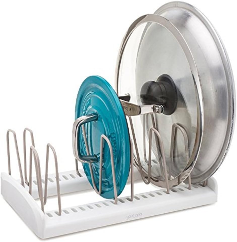 Kretix Lid Holder Kitchen Bakeware Pot Lid Rack Holder Organizer (White) - 1p