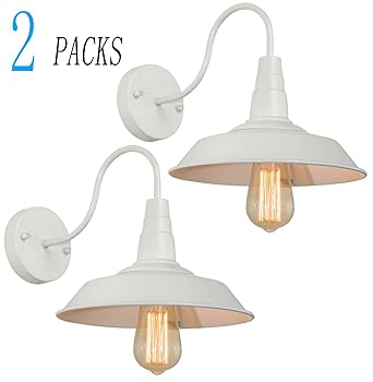 Brightess W8903 Retro White Wall Sconce Lighting Gooseneck Barn