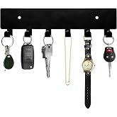GTK Key Holder for Wall, Key Hooks with 6 Hooks, Wall Mounted Key Holder for Hallway, Self Adhesive Key Rack(Black)
