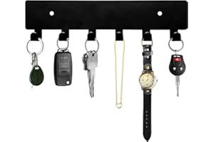 GTK Key Holder for Wall, Key Hooks with 6 Hooks, Wall Mounted Key Holder for Hallway, Self Adhesive Key Rack(Black)