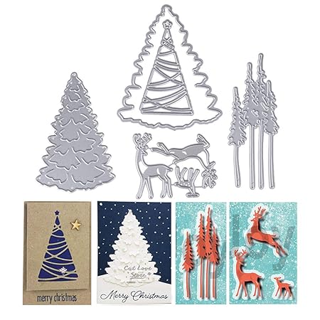 Mejoser Fustelle Albero Di Natale Alce Fustella Stencil Cutting Dies Natalizie Per Scrapbooking Fai Da Te Ciondoli Album Goffratura Inviti Biglietti