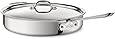 All-Clad 4406 Stainless Steel 3-Ply Bonded Dishwasher Safe Saute Pan with Lid Cookware, 6-Quart, Silver