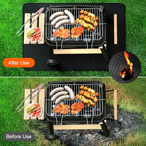 150 x 100cm Outdoor BBQ Mats Indoor Fireplace Mats Fire Pit Mats Waterproof Oil Resistant BBQ Protection for Patios and Decks