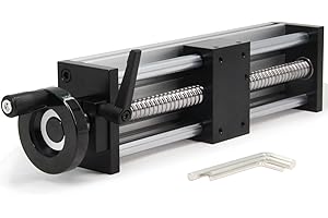 Yeebyee 200mm Effective Stroke Length Linear Rail Guide Double Optical Axis Linear Slide Rail Ballscrew SFU1605 with Manual Sliding Table for DIY CNC Router Machine (Size:200mm)