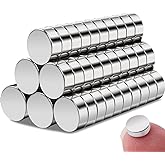 MIN CI Small Magnets, 6 x 2 mm Mini Rare Earth Neodymium Magnets for Refrigerator, 60 Pcs Small Strong Round Magnet s for Cra