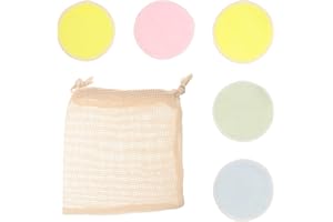 Mobestech 5PCS Reusable Facial Cleaning Pads with Double-sided Printed Velvet Makeup Remover Pads Random Color