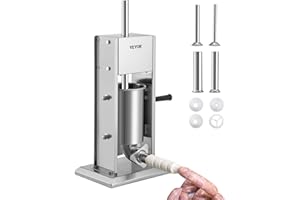 VEVOR Manual Sausage Stuffer, 5LBS/3L Capacity, Two Speed 304 Stainless Steel Vertical Sausage Stuffer, Sausage Filling Machi