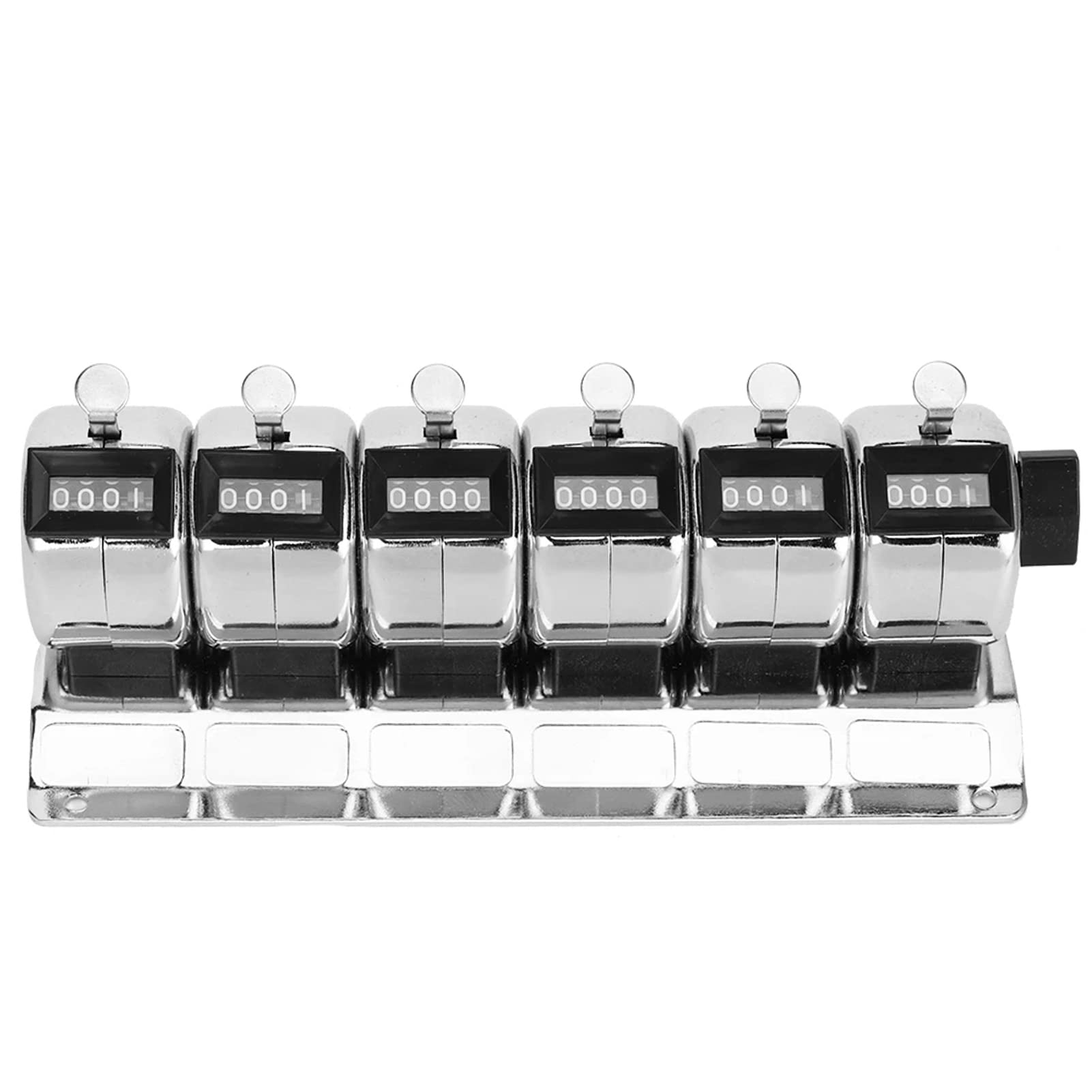 Fyearfly 4 Digit Hand Tally Counters, 6 Rows 4 Digit Metal Counter Handheld Tally Counters Mechanical Lap Manual Clicker for Sports Stadium Coaches and Other Event