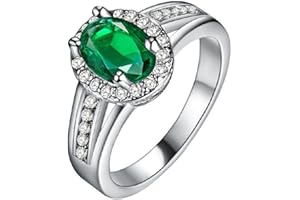 Uloveido Red CZ Crystal Halo Statement Rings Women Fashion Silver Plated Jewelry PJ139