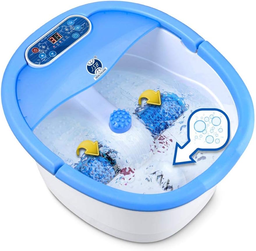 JSB HF37 Foot Spa Massager with Auto-Rollers Digital Control Heating Temperature Control Bubble Bath Pedicure for Foot Care, Pain Relief & Relaxation