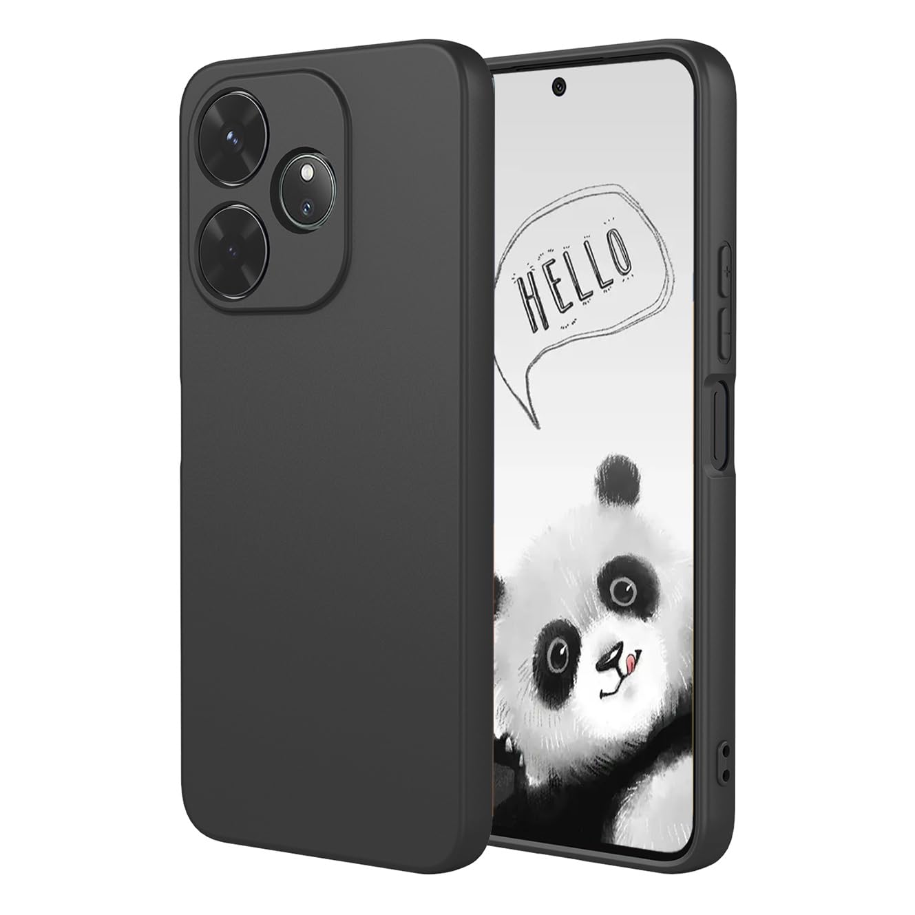 YUECXIN Case for Realme GT 6 5G / Realme GT 6T, Ultra thin Liquid Silicone Silky Soft Touch Cover, with Microfiber Lining Shockproof TPU Bumper Rubber Girls Women Case. Black