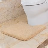 Non Slip Toilet Mat 50x60cm U Shape Beige Ultra Soft Thick Microfiber