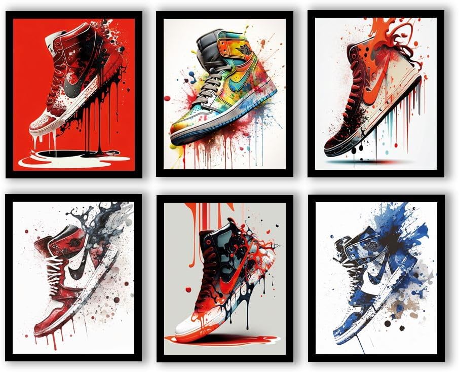Posters & Prints - CSNARTS® - Air Jordan, Prints, Set of 6 (8''x10'') UNFRAMED, Room Decor, Shoes, Art Sports Themed Wall Art For Boys Room, Hypebeast Sneaker Poster – Hypebeast Room Decor, Michael Jordan Poster, Sneaker Air Jordan Shoes Shoebox Collection Aesthetic Cool Poster for Teen Boys Guys Men Room Dorm Bedroom Wall Decor, AJ Wall Art, Cool air jordan poster, Jordan shoe posters