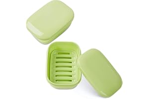 Quatish 2 Pack Travel Soap Container, Portable Soap Holder with Lid, Travel Bar Soap Holder, Soap Case for Camping Gym Travel, Soap Box for Bathroom,Green