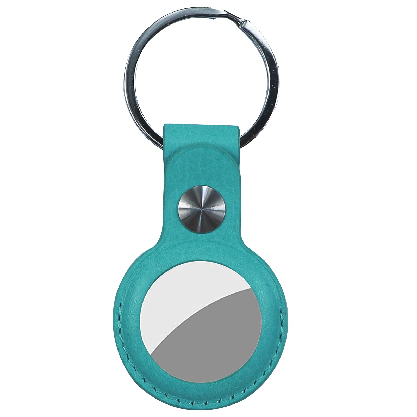 Case for AirTag Genuine Leather, Protective Cover with Keychain Ring, Anti-Scratch - Blue4
