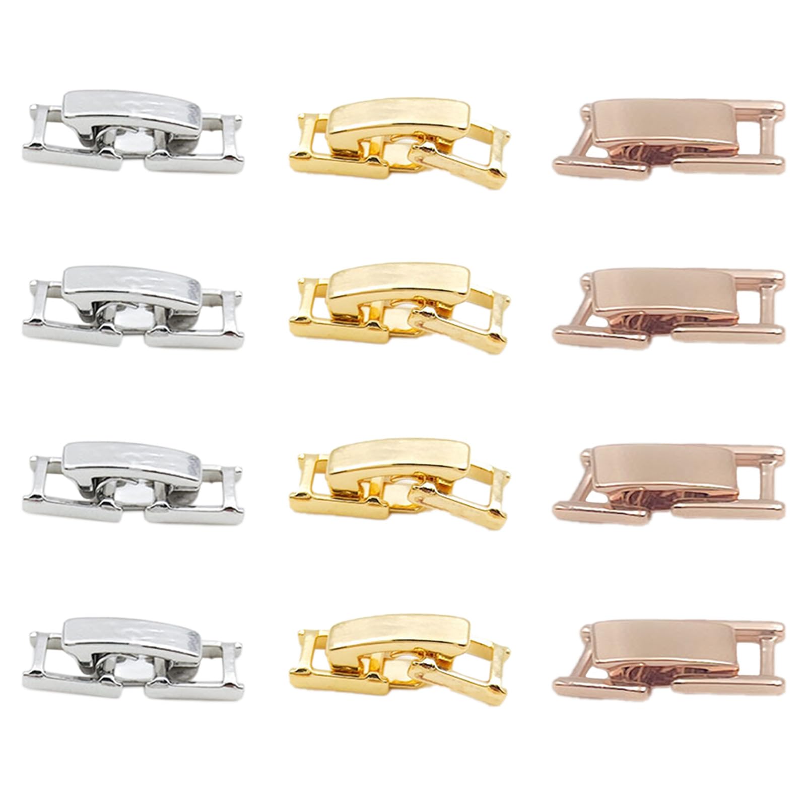 Photo 1 of 12pcs Metal Bracelets Extenders Clasps, Foldover Extension Jewelry Clasps, Closure End Caps Watch Band Clasp, 18K Gold Plated Fold Over Jewelry Clasp for Women Necklace Bracelet Extender Making