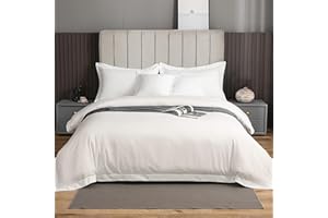 eBeddy Linens Luxury Duvet Cover Oversized King Plus Size 128x120 Inch 100% Long-Staple Egyptian Cotton Soft and Breathable 1 Pieces Comforter Cover with Zipper Closure & Corner Ties, White Solid