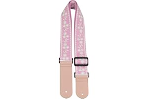 A ALLZEDREAM ALLZEDREAM Guitar Strap,Genuine Leather Ends,Lace Sequins Original Design (Lace Pink)
