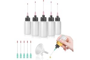 TITGGI 5 Pcs Plastic Squeeze Bottles (1 OZ), LDPE Oil Applicator, Precision Gun Oil Bottle with Extra Long 1.5 Inch Stainless Applicators 18Ga 21Ga - Easy to Use for Knife, Hinges, Glue and More