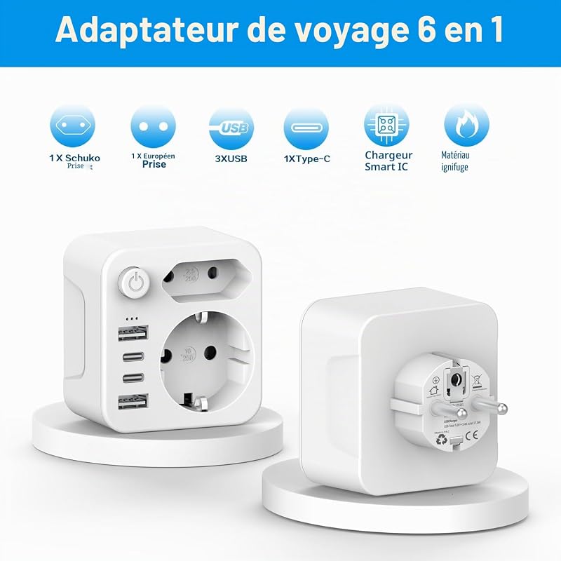 multiprise avec 4 blocs d'alimentation, prises USB C, 2 adaptateurs USB-C — photo 2 sur 7