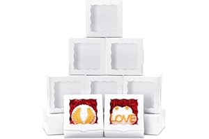 XINHPKGG 40pcs Cookie Boxes 4x4x2 Inch Bakery Boxes with Window Dessert Treat Box Chocolate Covered Strawberries Box for Wedding Party Birthday