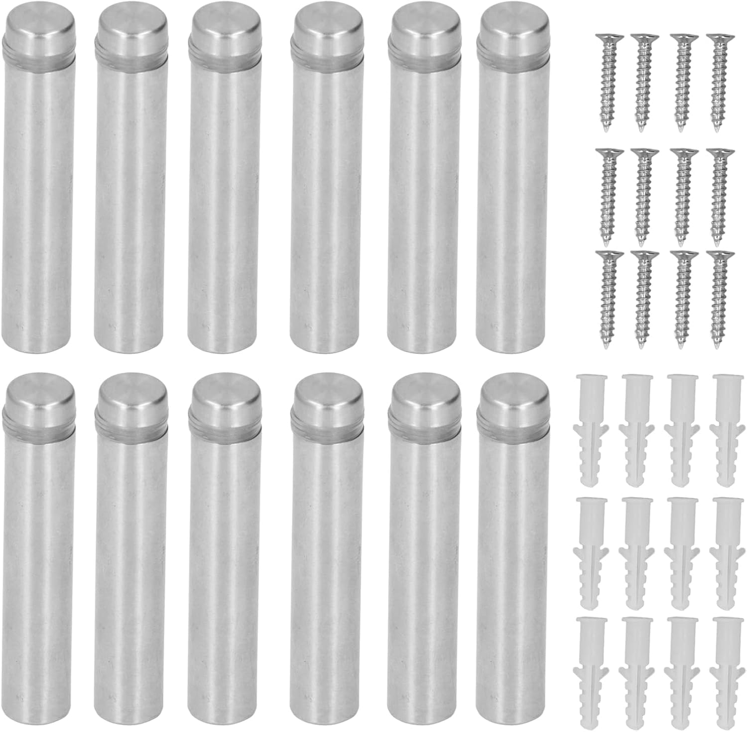 Standoff Wall Fixings,12PCS Stainless Steel Standoff Screws, 12x60mm Wall Bracket Sign Holder Screws Advertising Screw Kit Mounting Glass Hardware for Hanging Acrylic Photo Frames