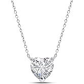 Heart Pendant Necklace for Women, 6.5MM to 9MM Lab Created Moissanite Solitaire Pendant Necklace in 14K Gold Plated Sterling Silver Jewelry for Women