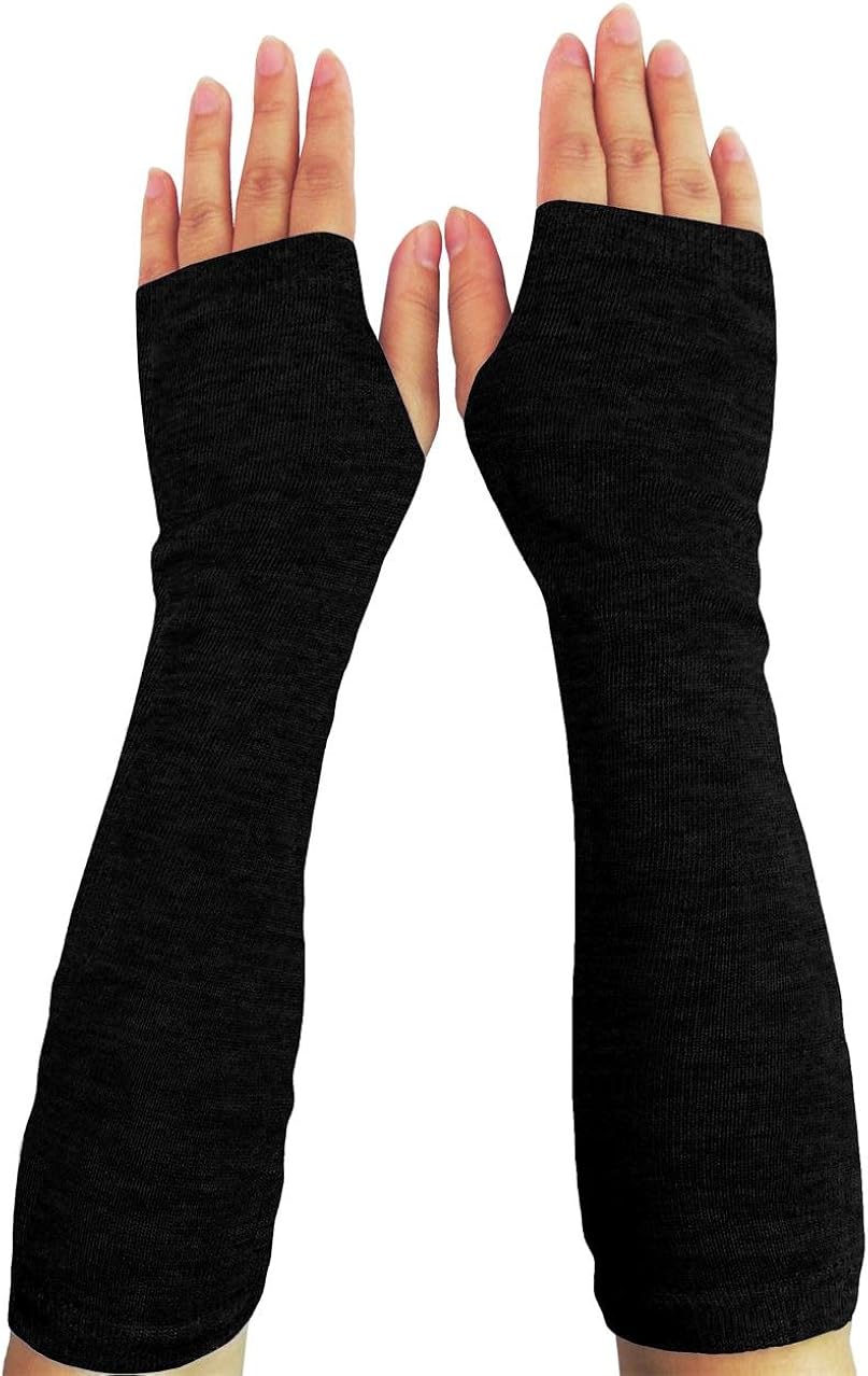 Women Stretchy Long Sleeve Fingerless Gloves, Suitable for, Black, Size One Size at  Women’s Clothing store