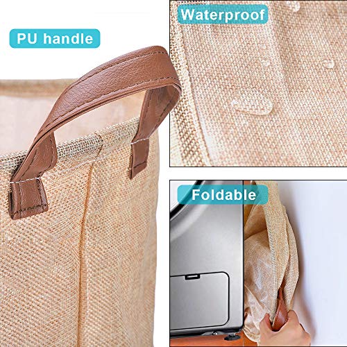 Mebbay 3 Pack Round Laundry Basket, Collapsible Laundry Hamper with Handles, Foldable Waterproof Cotton Linen Storage Basket for Clothes, Baby Nursery, 3 Different Size (18, 24 and 30 Inches) - Thumbnail 3