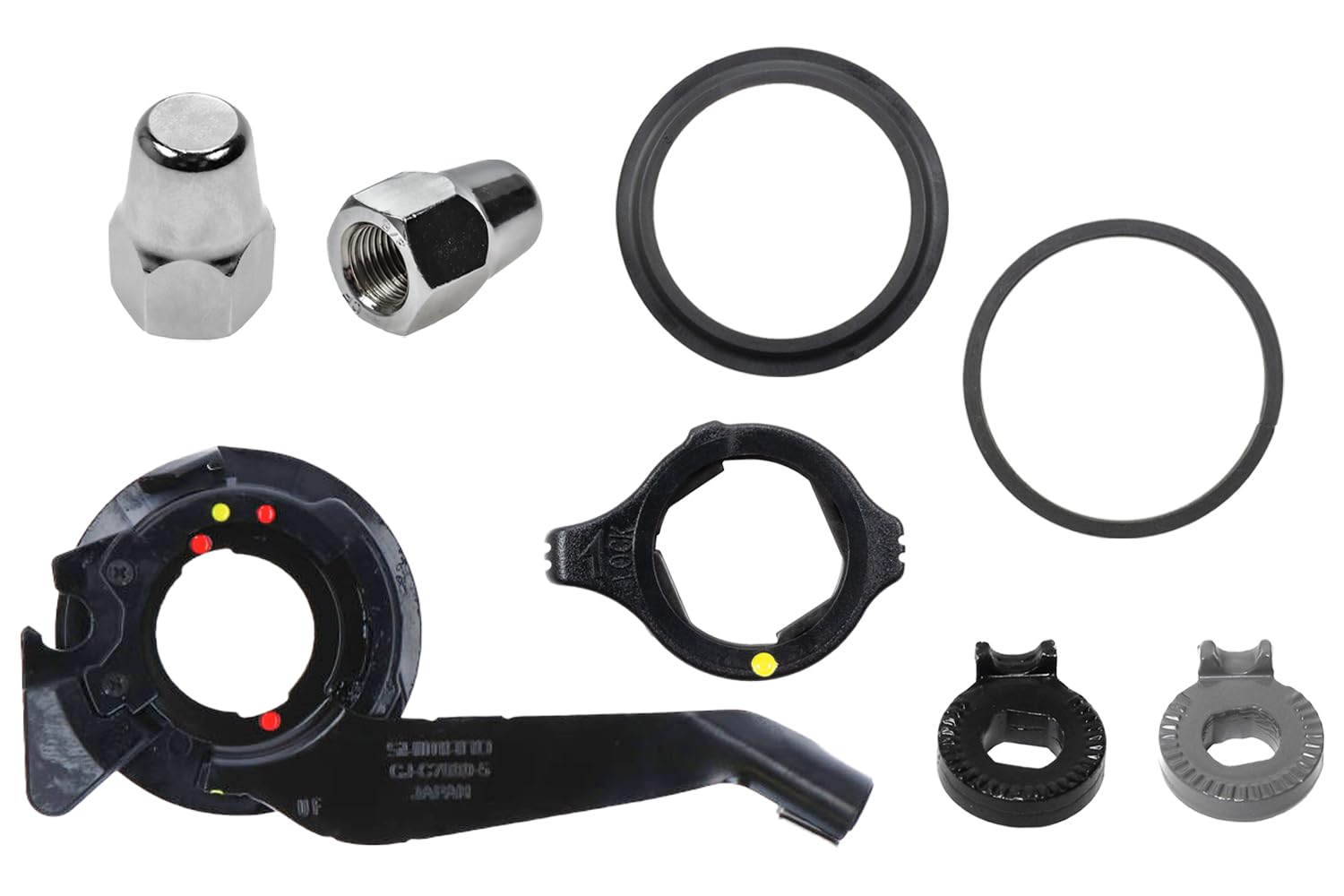 Shimano Nexus SM-C7000-5 Components for SG-C7000, CJ-C7000, non-turn washer and cap nut, 7R/7L, Schwarz