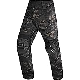 LOONG FLAG CLAN Men's Tactical Pants, Military Pants with Knee Pads, Water Resistant Ripstop Cargo Pants