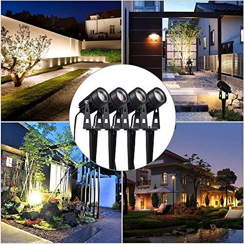 Gartenleuchte,Tomshine 4er Set Gartenbeleuchtung mit Erdspieß Gartenstrahler mit Stecker, 1800LM SUPER HELL/IP65… – Bild 8