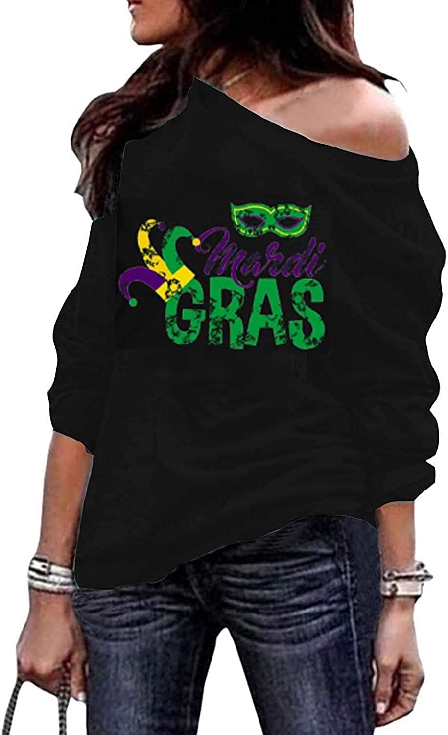 Photo 1 of Roshop St Patricks Day Shirts Women Off Shoulder Long Sleeve Slouchy Lucky Irish Shamrock Holiday Sweatshirts PGB M