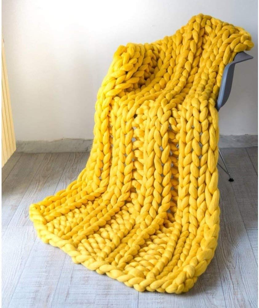 Chunky Knitted Blanket Handmade Thick Knitted Throw Sofa Blanket For Bedroom Living Room Fashion Sofa Blanket Yoga Mat Rug Home Yellow Size 120 150cm Amazon Ca Home Kitchen