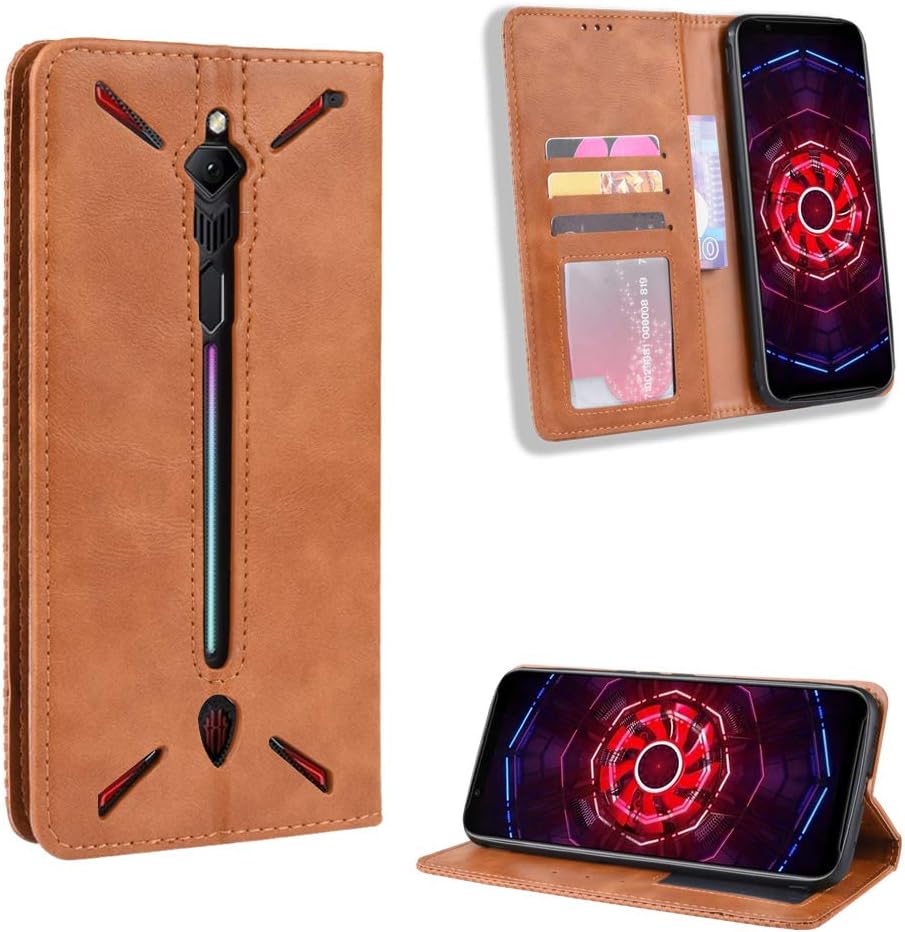Jielangxin Keji Case for ZTE Nubia Red Magic 3 Case Cover,Case for ZTE Nubia Red Magic 3 / Nubia Red Magic 3S NX629J Case PU Leather flip Cover Brown