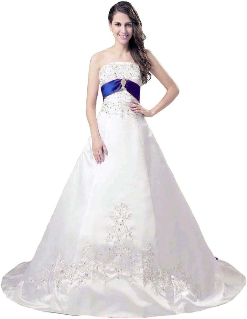 RohmBridal Strapless Satin Embroidery Wedding Dress Bridal Gown