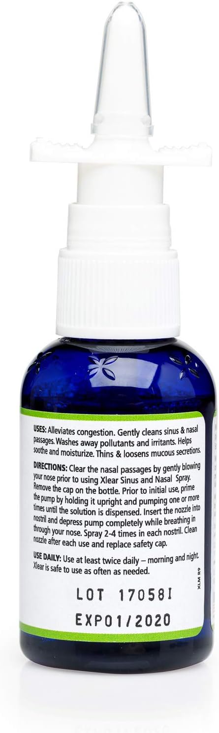 Xlear Nasal Spray with Xylitol, All-Natural Saline Nasal Spray for Sinus Rinse & Sinus Relief 1.5 fl oz (3 Pack): Health & Personal Care