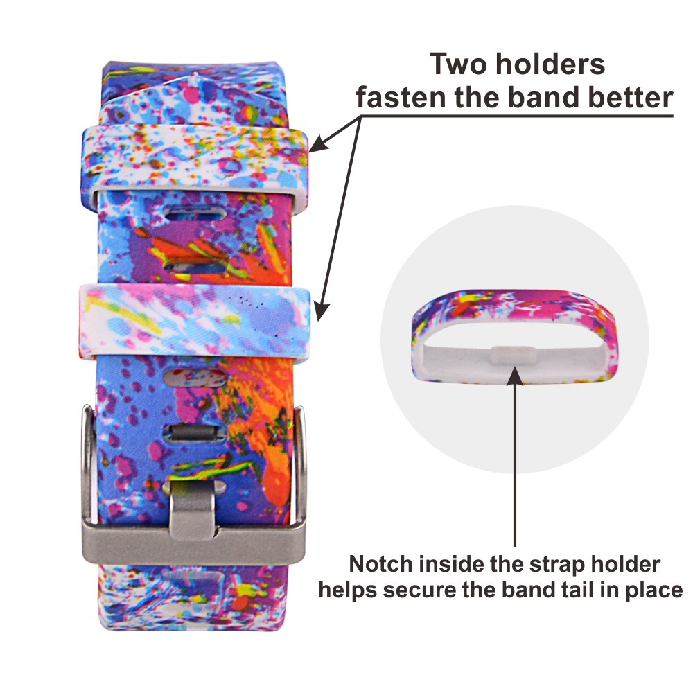 Fitbit Charge 2 Band,Soft Silicone Adjustable Replacement Sport Strap Printed Design Bands with Classic Buckle Fitness Accessory Wristband for Fitbit Charge2 (Pattern-14, Large (Wrist 6.5\